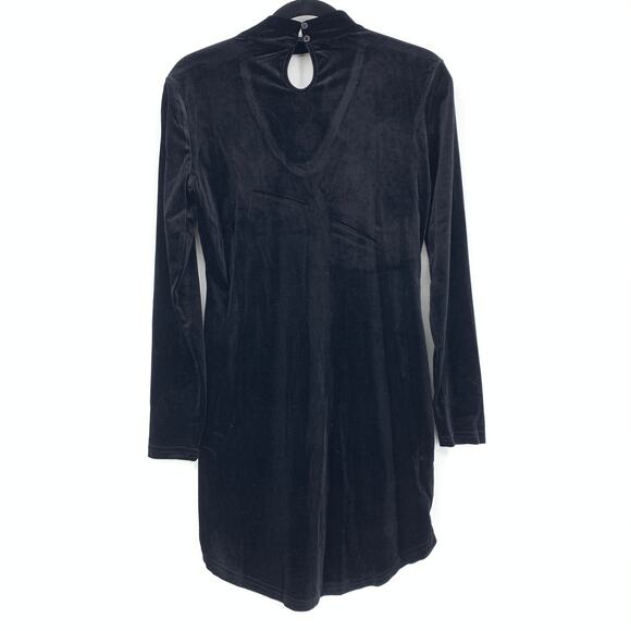 Cool Attitude Women's Size Large Long Sleeve Choker Neck Black Velvet Dress NEW - Picture 2 of 6